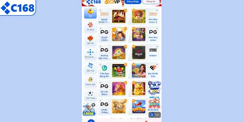 Truy cập vào kho game giải trí đa dạng của nhà cái C168
